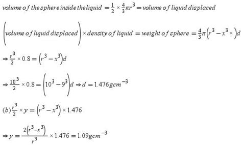 A hollow sphere of inside radius 9 cm and outer radius 10cm floats half ...