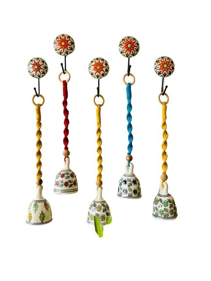 Shopping Shots Ceramic Hand-Painted Macrame Bell Bohemian- Flowers ...