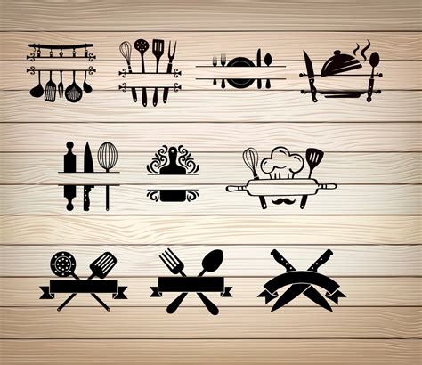 Buy 10 X Kitchen Split Monogram Frame SVG PNG PDF Files, Cooking ...