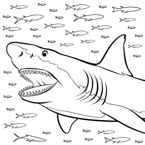 Megalodon and Fishes coloring page - Download, Print or Color Online ...