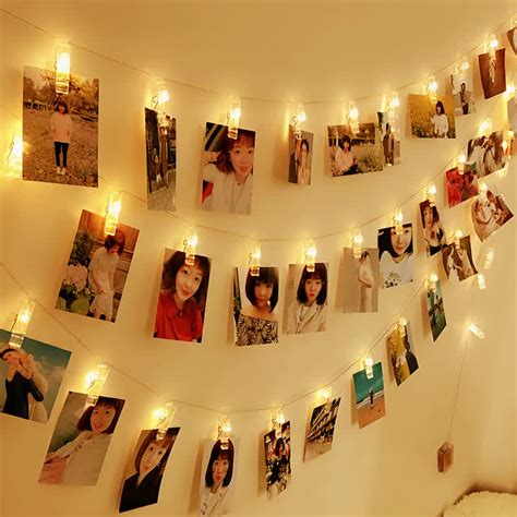 Photo Hanging Clips String Light Photo Collage Display Led Twinkle Light with Clip Home Bedroom ...
