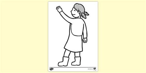 Going For Goals - Little Girl Waving Colouring Sheet
