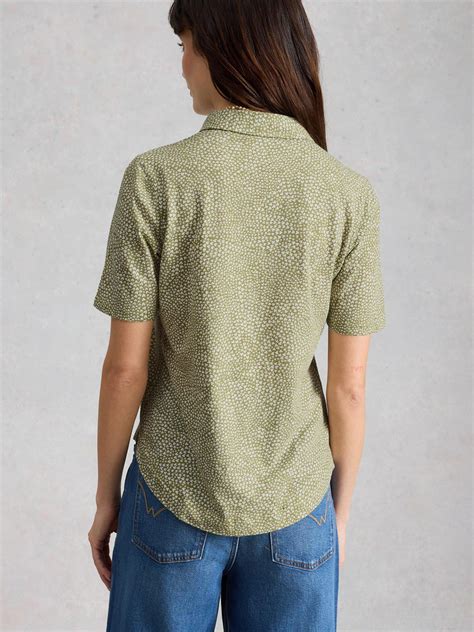 White Stuff Annie Heart Print Jersey Shirt, Green/Multi
