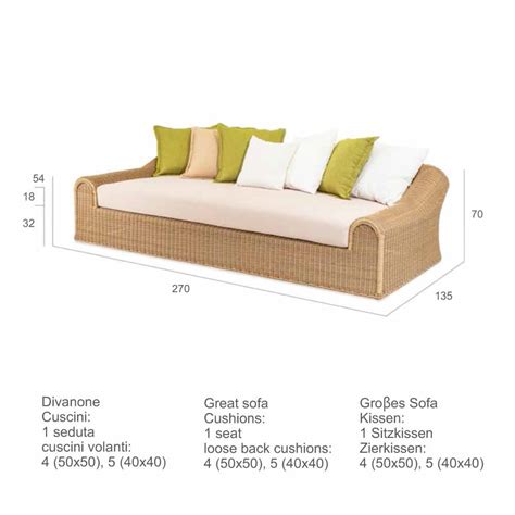 Large outdoor sofa Cooper, handmade modern design