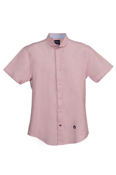Light Pink Club Collar Short Sleeves Shirt – Browneandco.com