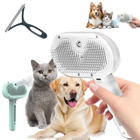 Amazon.com: Plufura Dog Brush, Pet Steam Brush for Dog & Cat, 3-in-1 ...
