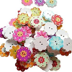 Syga 50 Pieces Sunflower 2 Holes Wooden Buttons Sewing DIY Craft ...
