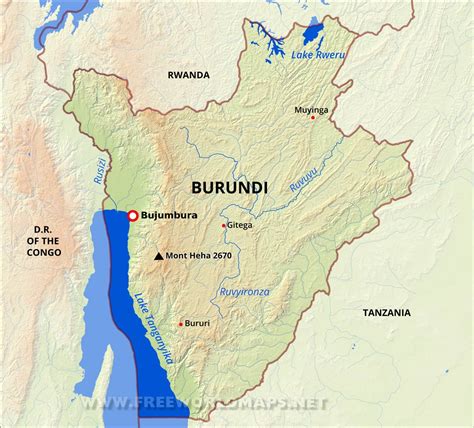 Burundi Physical Map