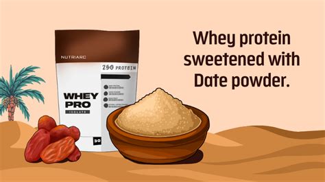 Choose whey protein sweetened with date powder for a natural shake swe ...