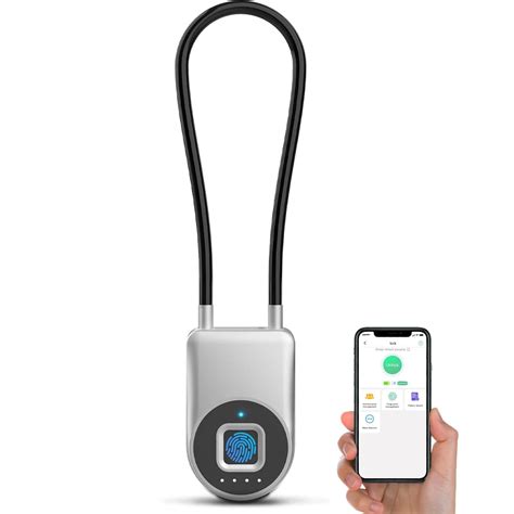 eLinkSmart Fingerprint Cable Lock, 8.7" Long Shackle Keyless Biometric ...
