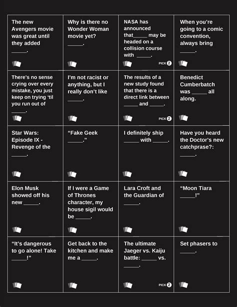 Printable Cards Against Humanity