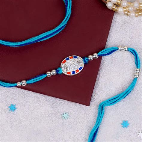 Send Pearl Silver Rakhi for Brother Online | Rakhibazaar.com