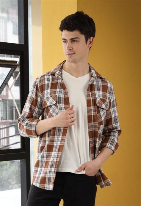 Buy Mustard Checks Men Shirt online in India – OZMOD