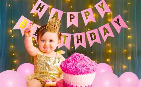 Party Propz Pink Happy Birthday Banner With Led Light Decoration Items ...