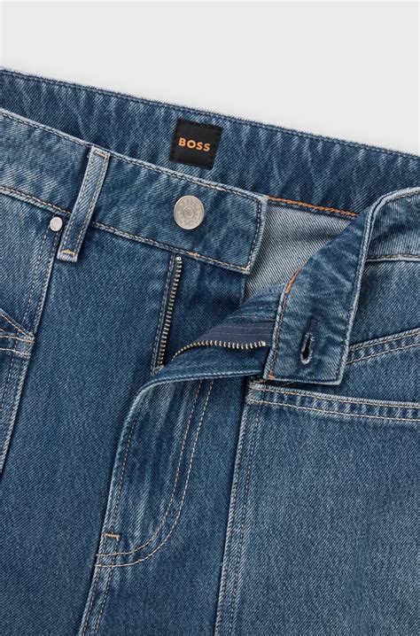 BOSS - Wide-leg jeans in blue fluid denim - Dark Blue