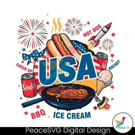 Vintage USA Happy 4th Of July Doodles PNG Clipart » PeaceSVG
