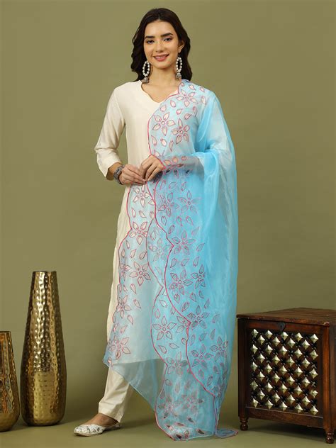 Women Solid Kurta with Trousers & Turquoise Blue Color Dupatta – Rama's ...