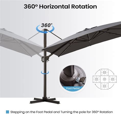 CLOUDFLY Patio Umbrella Square with 360°Rotation Heights India | Ubuy