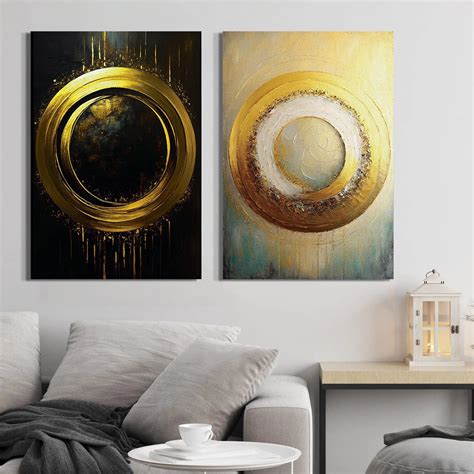 Luxury Golden Modern Art Canvas Print - Abstract Art Canvas Prints Set ...