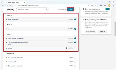 Bing Chat Search History 的图像结果