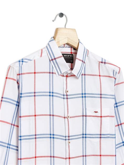 Buy White & Red Lightweight Check Slim Fit Casual Shirt Online at ...