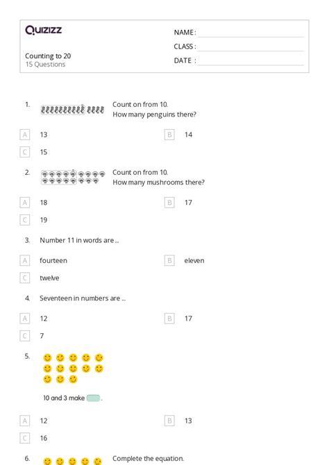 50+ Counting Numbers 11-20 worksheets for 1st Class on Quizizz | Free ...