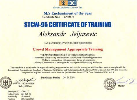 Stcw 95 Certificate – certificates templates free