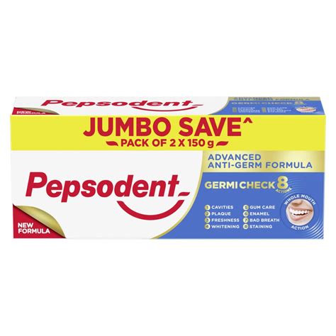 Buy Pepsodent Germicheck 300g (150g x 2, Pack of 2) 8 Actions, Whole ...