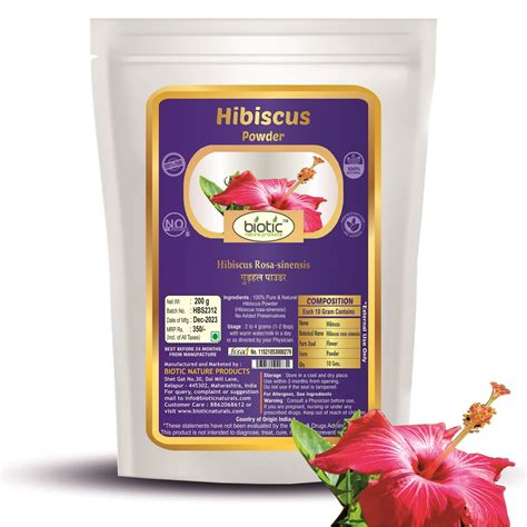 Biotic organic HIbiscus Powder for Hair, Face, Skin - Gudhal Powder ...