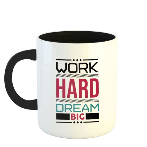 Buy Happu - Printed Ceramic Coffee Mug, Motivational Quotes, Work Hard ...