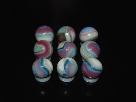 9 Beautiful Jabo Swirl Marbles Made In Reno, Ohio - MarbleMary.Com