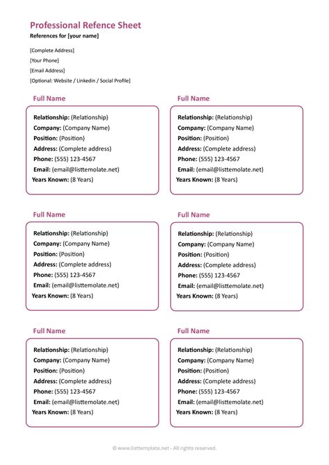 Free Reference List Templates - Word, Google Docs and PDF