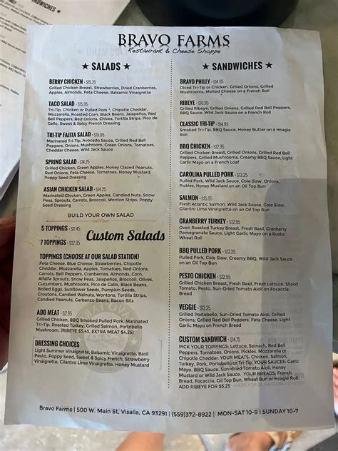 Bravo Farms Restaurant Visalia Menu | Visalia, CA | Checkle