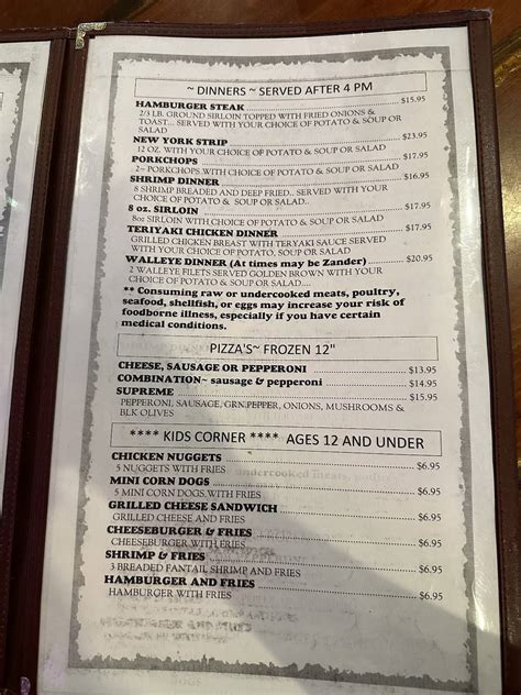 Menu at Benchwarmer Grille pub & bar, Tower