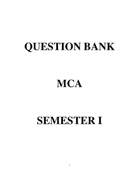 Compiled MCA-I 2016 - ........... - QUESTION BANK MCA SEMESTER I FOR ...