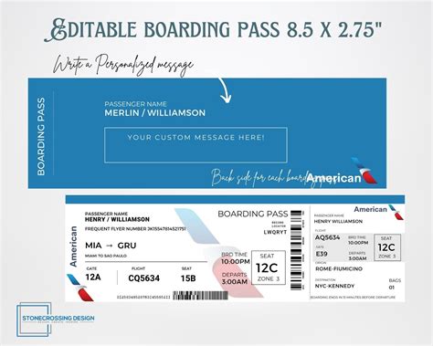 Editable Boarding Pass Printable Boarding Pass Template Surprise Trip ...
