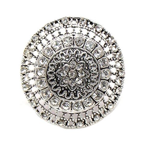 Buy Khf Girls/Kids Alloy Oxidized Silver Floral Ring In Silver/Black ...