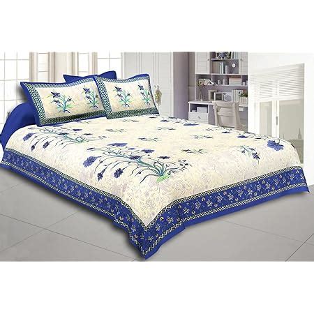 JaipurFabric Jaipuri Cotton Double Bedsheet with 2 Pillow Cover Set ...