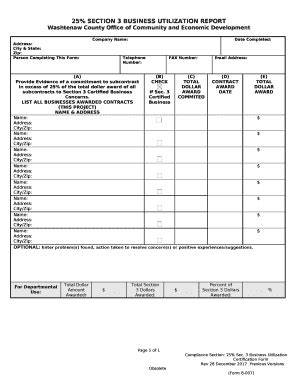 25% SECTION 3 BUSINESS UTILIZATION REPORT Doc Template | pdfFiller