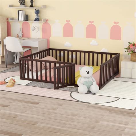 Queen Size Floor Bed Frame for Kids, Montessori Bed Frame with with ...