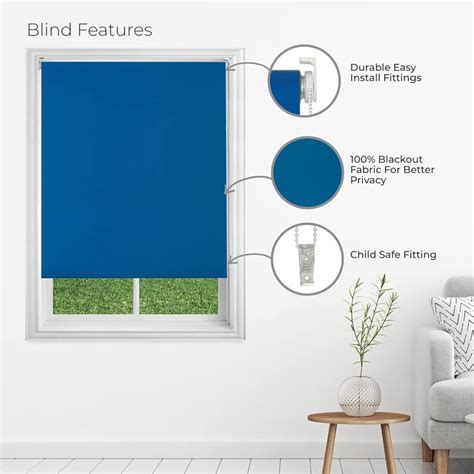 Buy DECO WINDOW Blue Solid Roller Blind - 37x84 from Deco Window at ...