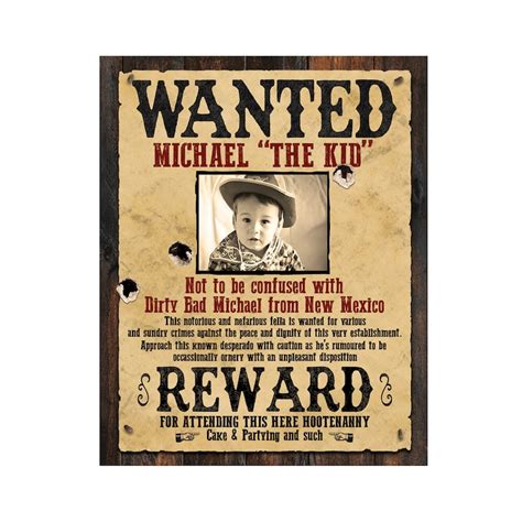 CUSTOM TEXT Wanted Poster / Digital Download / Kids Party Wanted Poster ...