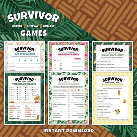Survivor party games printable survivor games survivor download ...