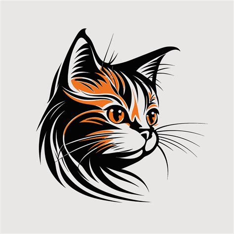 Cat Head Kitten Symbol - Gaming Cat Logo Elegant Element for Brand - Abstract Icon Symbols ...