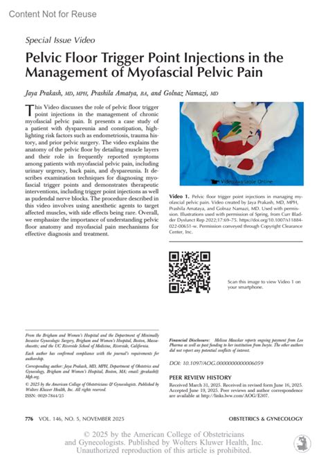 Pelvic Floor Trigger Point Injections in the... : Obstetrics & Gynecology