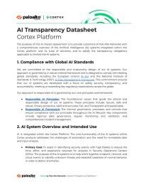 Cortex Platform AI Transparency Datasheet - Palo Alto Networks