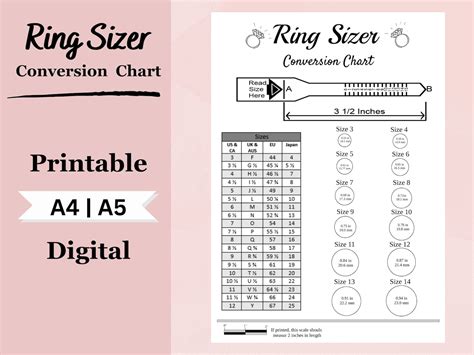 Ring Size Chart Printable Ring Sizer | Conversion De Taille De Bague ...