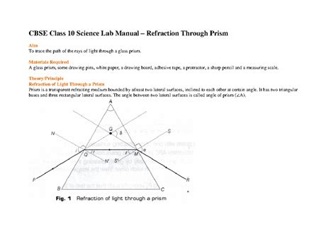 CBSE Class 10 Science Lab Manual: Exploring Refraction in a Prism - Studocu