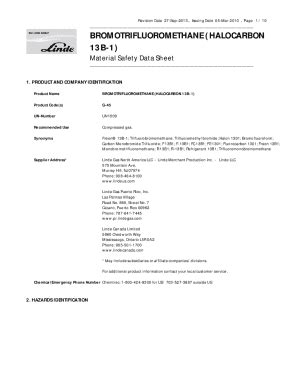 Fillable Online MATERIAL SAFETY DATA SHEET FOR HALON. by Halon Us Fax ...