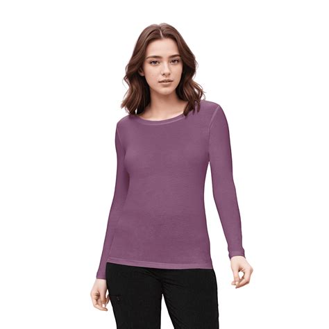 Womens Long Sleeve T Shirt With Super-Soft Stretch Fabric Round Neck T ...